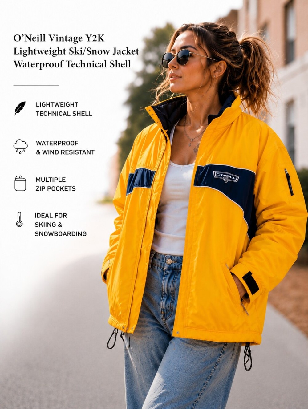 O’Neill Vintage Y2K Lightweight Ski/Snow Jacket | Waterproof Technical Shell | L